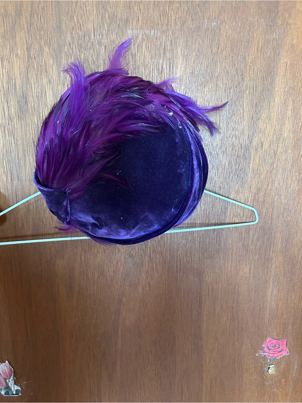 Purple Velvet Feather Cocktail Hat